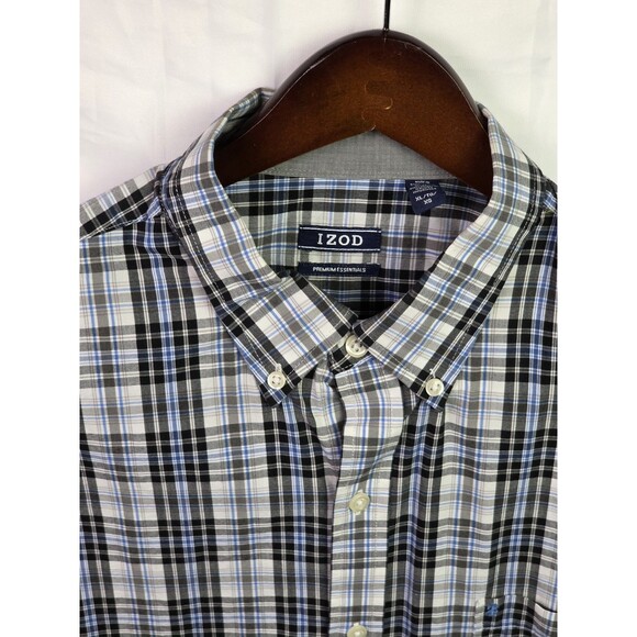 IZOD Men's XL Blue Multicolored Plaid Long Sleeve Button Up Shirt - Picture 2 of 7